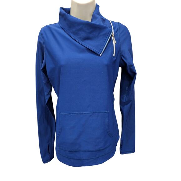 Jofit size S jumper jacket vivid blue side zip high neck EUC tennis active warm - Picture 1 of 8